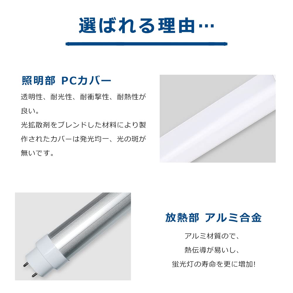 Amazon | 【全工事不要•電球色3000K】LED蛍光灯 20W形 直管 電球色 直